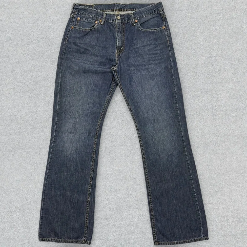 Levi's 527 Jeans Men's 34x33 Blue Denim‎ Distressed Bootcut Slim Fit All Cotton